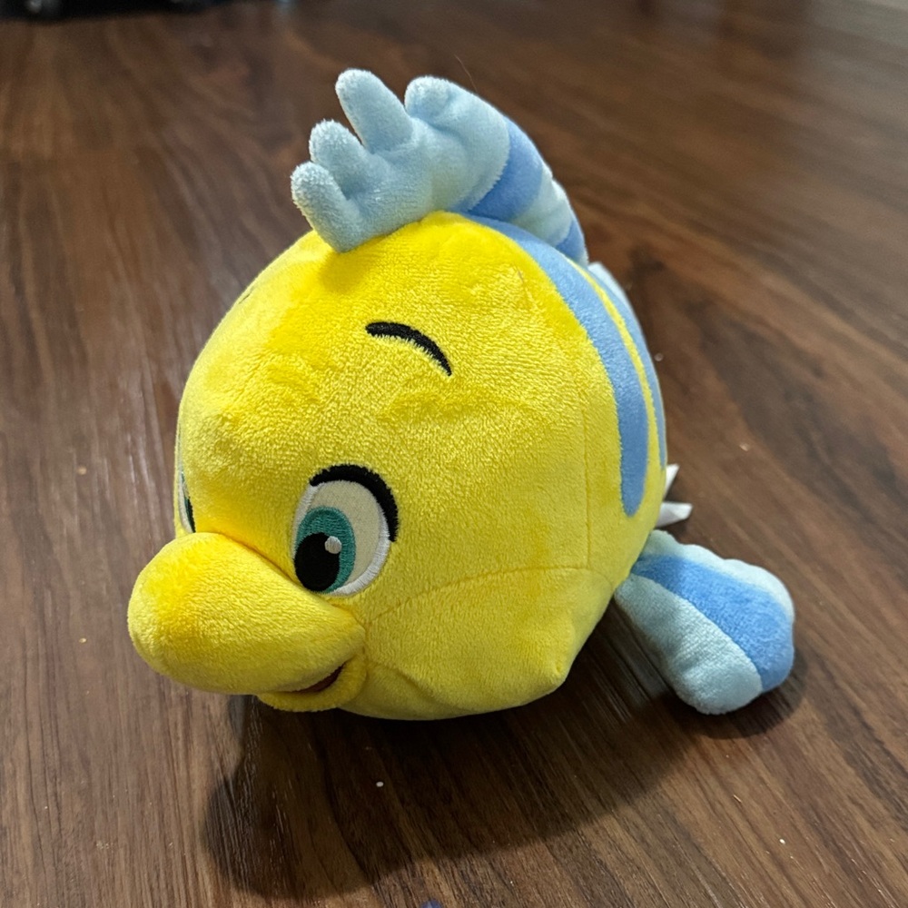 4/$45 Disney Store Flounder 9” Soft Plush Little Mermaid